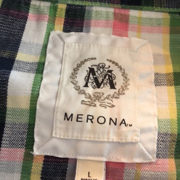 Medrona Lightweight Denim Multi Color Plaid Pullover Windbreaker Top Size Large - Picture 12 of 15